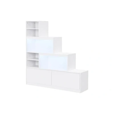 Afbeelding van Vente unique Schoenenkast met 2 deuren en 6 vakken LED verlichting van MDF Wit LOVILA L 140 cm x H 146.6 D 35