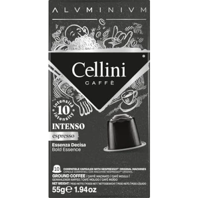 Afbeelding van Cellini aluminium koffiecapsules compatibel met Nespresso Intenso 100 stuks fruitige aromatische noten compatibele capsules