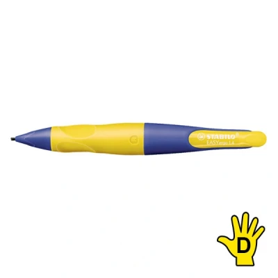 Image de Stabilo easyergo 1.4 pour droitier avec 3 mines hb fine porte mine ergonomique à encre violet jaune fluo