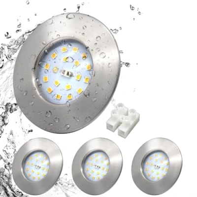Afbeelding van Set van 4 ultra platte led inbouwspots, 230 V, met ledspots, 5 W, 500 lm, 4500 K, 60 mm, 65 IP44, neutraal wit