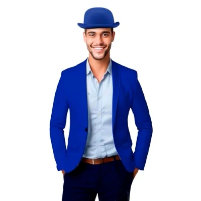 Afbeelding van Verkleed bolhoed voor volwassenen blauw Carnaval clown kostuum hoedjes