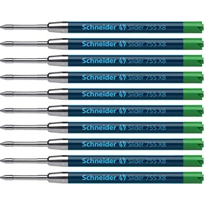 Afbeelding van balpenvulling Schneider Slider 755 XB groen doos met 10 stuks