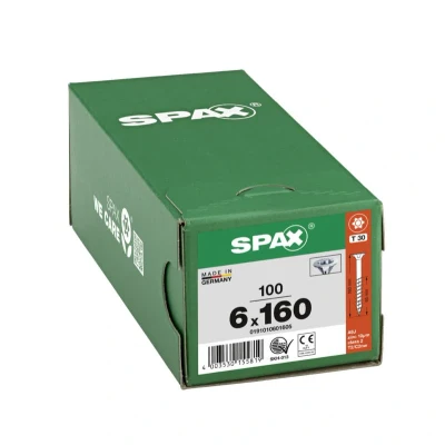 Afbeelding van Spax Spaanplaatschroef platverzonken kop verzinkt T Star T30 deeldraad 6.0 x 160mm