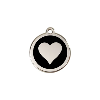 Afbeelding van Heart Black roestvrijstalen hondenpenning small/klein dia. 2 cm RedDingo