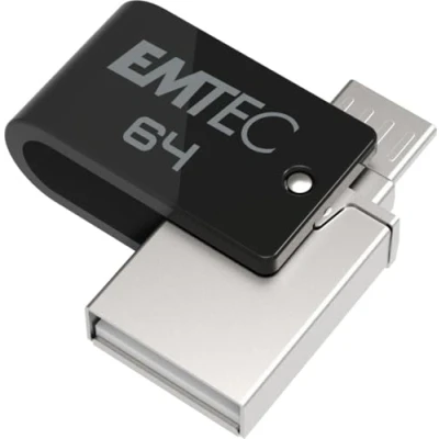 Afbeelding van USB stick, 64 GB, Dual T260B Mobile&amp;Go 2.0 draaibaar Stick A/micro 360 ophangsysteem leessnelheid 15 MB/s max. schrijfsnelheid 5 EMTEC