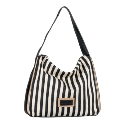 Afbeelding van TOM TAILOR Schoudertas Malie Hobo Bag Stripe Black Zwart