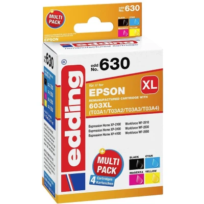 Afbeelding van Edding Inktcartridge vervangt Epson 603XL, T03A6, T03A1, T03A2, T03A3, T03A4 Compatibel Combipack Zwart, cyaan, magenta, geel EDD 630 18