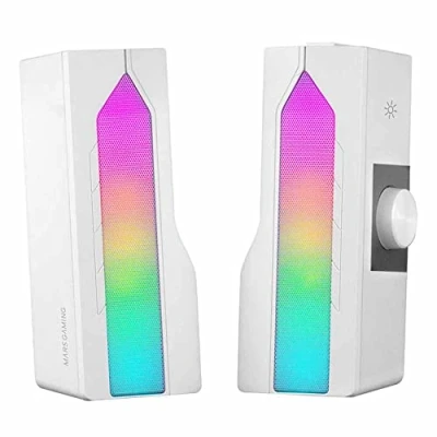 Afbeelding van Mars Gaming MSDUOW, Soundbar + luidspreker 2.0, RGB Mesh, Bluetooth 5.0 en Jack, DSP geluid 15 W, wit