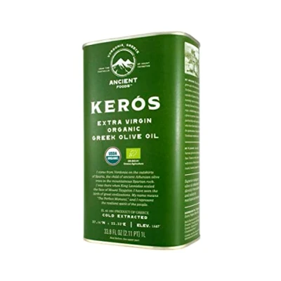 Afbeelding van Ancient Foods Kerós Biologische koudgeperste olijfolie Griekse extra vierge hoog fenolgehalte 1000 jaar oude bomen traditionele handmatige oogst jerrycan van 1 liter