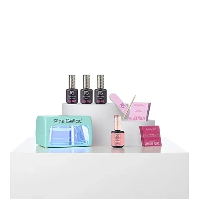 Afbeelding van Pink Gellac Gellak Starterspakket Neutral Sense Met 1 roze kleur en mint LED lamp Manicure Set Gel Nagellak, Lak, Gelnagels