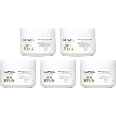 Afbeelding van 5x Goldwell Dualsenses Rich Repair 60sec Treatment 200ml bundel/set/pakket Haibu by Kapperskorting.com