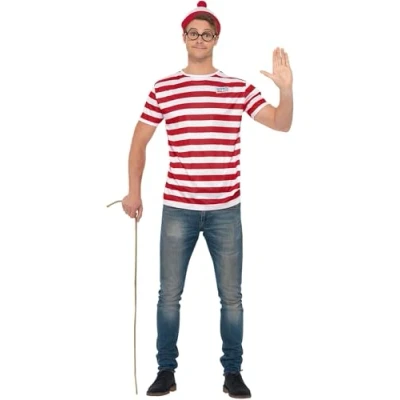 Afbeelding van Smiffys Where&#039;s Wally? Kostuum Accessoire Set Rood/Wit