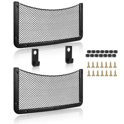 Afbeelding van Set van 4 auto opbergnetten 36,5 x 18,5 cm Elastisch opbergnet Voor kofferbak 42 21