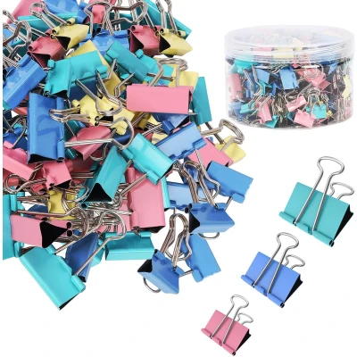 Afbeelding van Belle Vous Metalen Bindclips (150 Stuks) Kleine, Middelgrote en Grote Maten Papierklemmen in Verschillende Kleuren Kantoorclip Voor Thuis, Keuken, Werk, Schoolleraar Cadeau Papier, Document&amp;Map