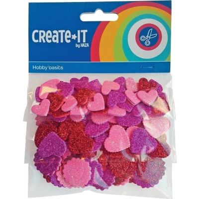 Afbeelding van Create It Hobbyset Foam Hartjes Glitter