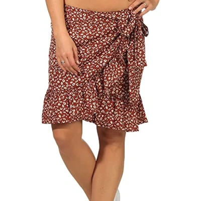 Afbeelding van ONLY ONLOLIVIA WRAP SKIRT WVN NOOS dames rok, Henna/Aop: twee tinten bloem., S