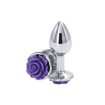 Afbeelding van Aluminium Buttplug met Paarse Roos S