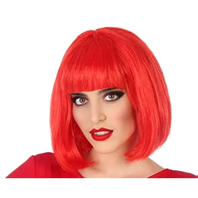 Afbeelding van Atosa Verkleedpruik voor dames half lang haar Rood Bob lijn Carnaval/party