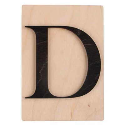 Afbeelding van Rayher letter D, FSC Mix Credit, houten tegels 10,5 x 14,8 cm, 3D in zwart, letters 3 mm dik, op