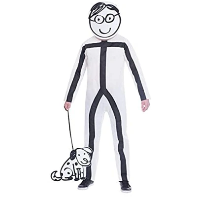 Afbeelding van Amscan 9905097 Stick Man kostuum, wit, volwassenen, grote maat