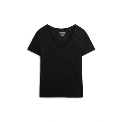 Afbeelding van Superdry Studios SLUB Embroidered Tshirt basic, Dames, Maat: 38, Black/metalic