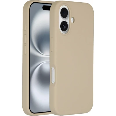 Afbeelding van Accezz Hoesje Geschikt voor iPhone 16 Siliconen Liquid Silicone Backcover MagSafe beige