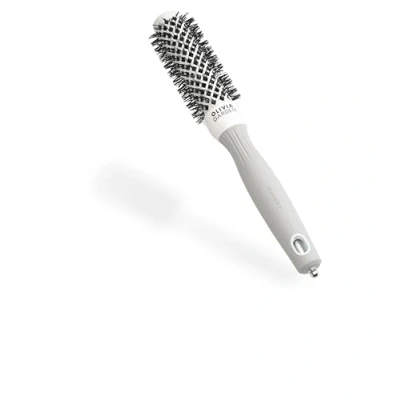 Image de Olivia Garden Expert Blowout Shine Blanc &amp; Gris 25 Brosse ronde en céramique antistatique pour brushing brillant et sans frisottis