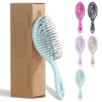 Image de Ninabella mini haarborstel zonder trekken borstel voor op reis ontwarrende droog en nat haar ontklitterborstel extensionsborstel mintgroen