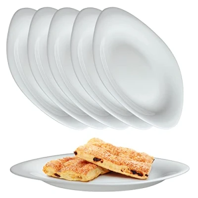 Afbeelding van KADAX Set van 6 witte dessertborden Vaatwasmachinebestendig taartborden versterkt glas Moderne ontbijtborden Platte
