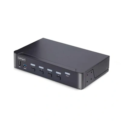 Afbeelding van StarTech.com 4 poorts DisplayPort KVM schakelaar, 8K 60Hz/4K 144Hz, Single Display, DP 1.4, 2x USB 3.0, 4x 2.0 HID, drukknopschakelaar en snelkoppeling, TAA conform