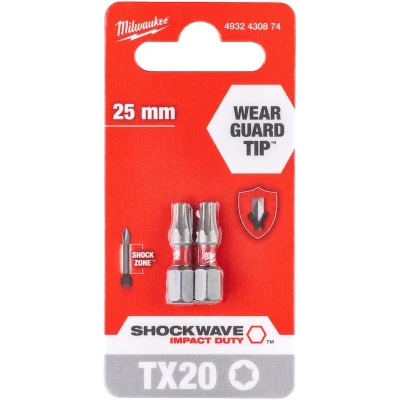 Afbeelding van Milwaukee Shockwave schroefbit lang 25mm Torx TX20 (2st)