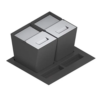 Afbeelding van Menage Confort Prullenbak en container voor recycling de keukenlade deksel van roestvrij staal, PP antraciet, breedte meubel 600 mm/hoogte product 295 mm