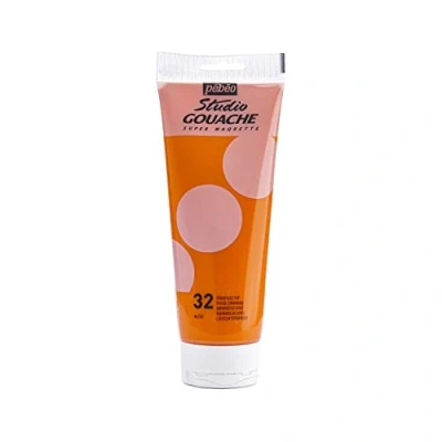 Image de Pébéo Peinture Gouache 220ml Tube de Qualité Fine Idéal Travaux Étude 1 220 ml Orange Vif 270 032