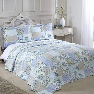 Afbeelding van Emma Barclay Cotswold Sprei, gewatteerd, patchwork, 1 zits, blauw