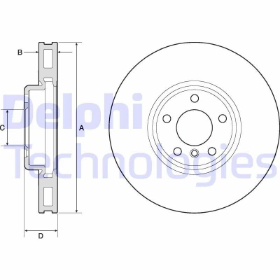 Afbeelding van DELPHI BG9155C Remschijf 348 36 5 Geventileerd Gecoat High carbon Zonder wiellager, ABS sensorring BMW: Saloon, Touring, GT