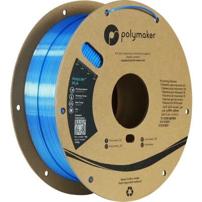Afbeelding van Polymaker PolyLite SILK PLA Filament Beluga Silver Blue 1.75 mm 1KG
