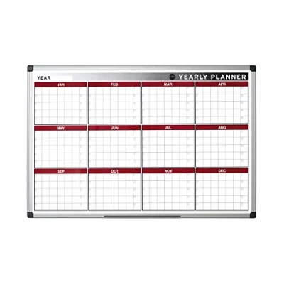 Afbeelding van Bi Office Whiteboard, 90 x 60 cm, magnetisch jaarplanner, 12 maanden