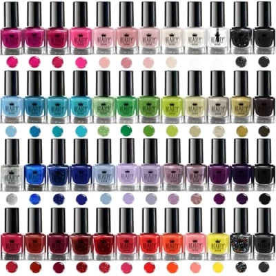 Afbeelding van Splash Nagellak in verschillende moderne kleuren, sneldrogend, met platte kwast, 48 stuks
