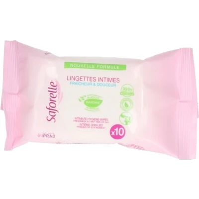 Afbeelding van Saforelle Lingettes Intimes Flushable pocket 10Stuks Doekjes