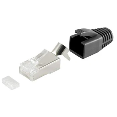 Afbeelding van RJ45 krimp connectoren (STP) voor CAT6/6a/7/7a netwerkkabel (vast/flexibel) 10 stuks (3 delig) / zwart