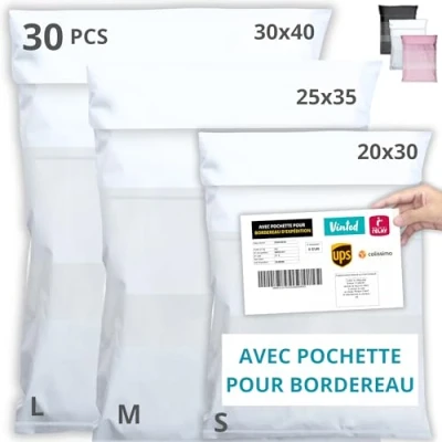 Afbeelding van EMBALLAX 30 Vinted pakketten Opbergtas Maat S/M/L OOK/ULTRALICHT/WATERDICHT Kunststof verzendenvelop Kleding, Doos/Karton Postzakje Zak