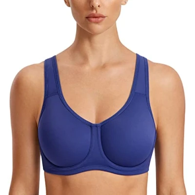 Afbeelding van SYROKAN Max Control Solid High Impact beugelsportbeha voor dames, grote maat, Nachtblauw.