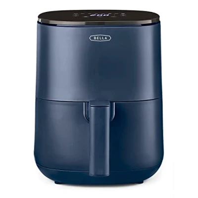 Afbeelding van BELLA Digitale luchtfriteuse, 3 l, multifunctioneel, 5 in 1, met rooster en mand, antiaanbaklaag, afneembaar vaatwasmachinebestendig, 1400 W, mat blauw