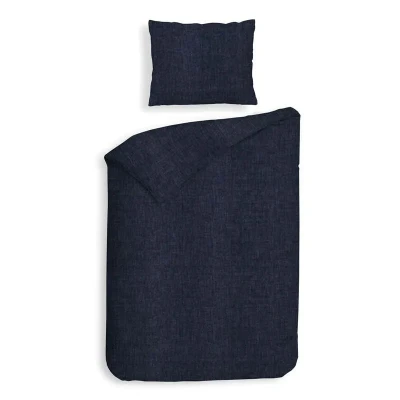 Afbeelding van Heckettlane Franela Dekbedovertrek Eenpersoons 140x200/220 cm Dark Blue