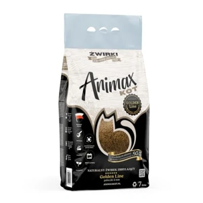 Afbeelding van Animax Golden Line Litière agglomérante 3 mm faible poussière absorption odeurs convenant chats lapins rongeurs biodégradable compostable (7L)