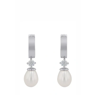 Afbeelding van amor Creole FÜR Damen 925 Silber Rhodiniert Zirkonia SÜSSWASSERZ Oorbellen, Dames, Maat: One Size,