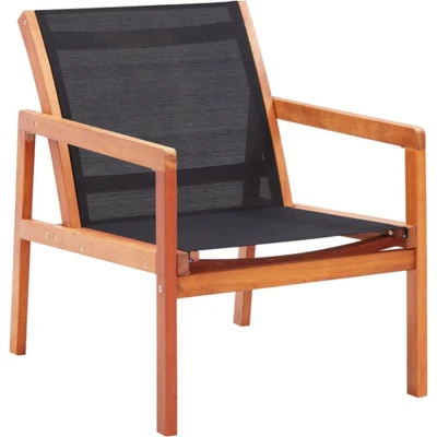 Afbeelding van Loungestoel massief eucalyptushout en textileen zwart