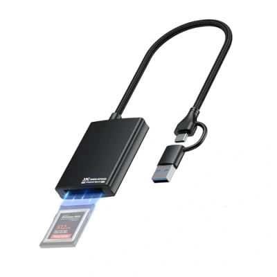 Afbeelding van JJC CFexpress USB 3.2 Gen2 kaartlezer, 10 Gbit/s, C, A, 2 in 1, externe draagbaar, aluminium, type CFexpress, geheugenkaartadapter voor i Phone 15 Android MacOS