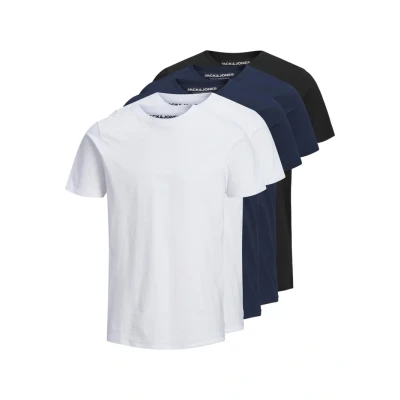 Afbeelding van Jack &amp; Jones Jjeorganic TEE Oneck 5 PACK Tshirt basic, Heren, Maat: XS, Black/white/navy