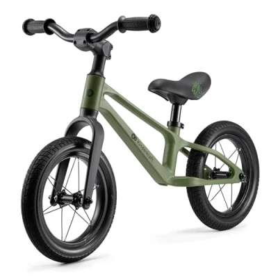 Afbeelding van Kinderkraft ETER Loopfiets Superlicht en duurzaam Verstelbaar zadel 37 45 cm PU wielen 12 inch Antislip handgrepen Voor kinderen vanaf 2 jaar Tot 35 kg Groeit mee met je kind Comfortabele eco leren zitting Groen
